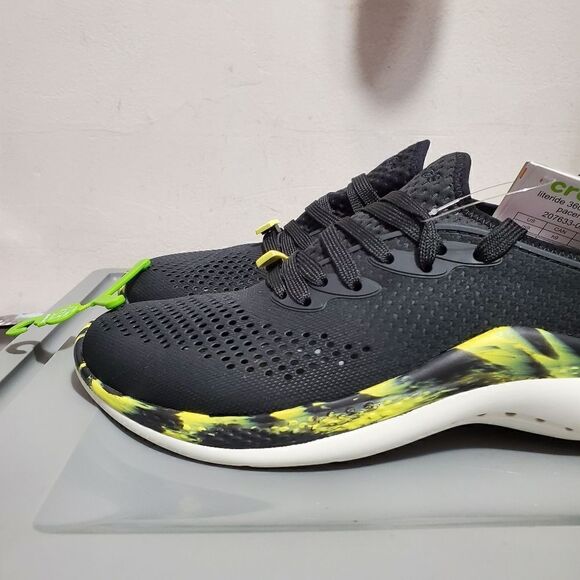 Crocs Men's Sz 9 LiteRide 360 Marbled Pacer Shoes 207633-02K Black/Yellow NWT - Picture 3 of 15